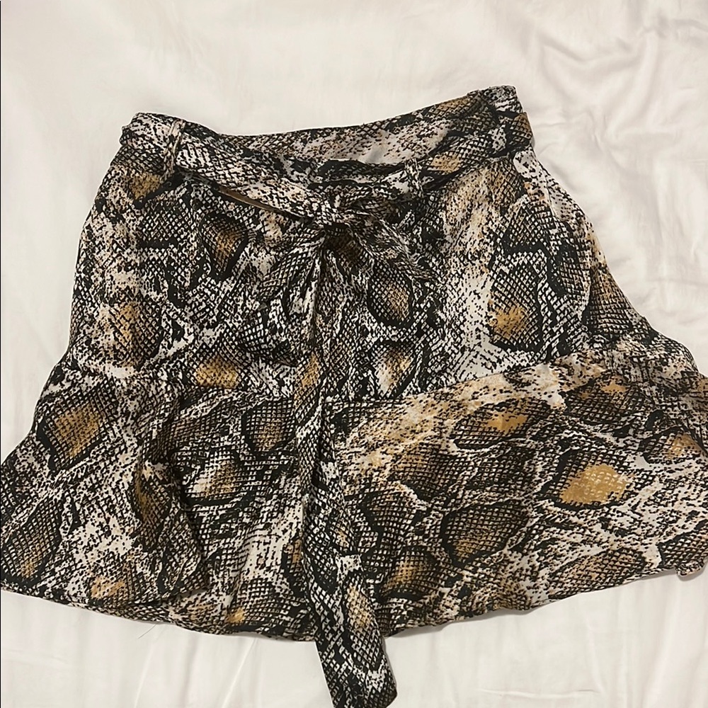 Zara Snake Print Skirt - Black, Brown, Gold